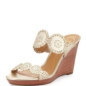 Luccia Leather Wedge Sandal (Gold)